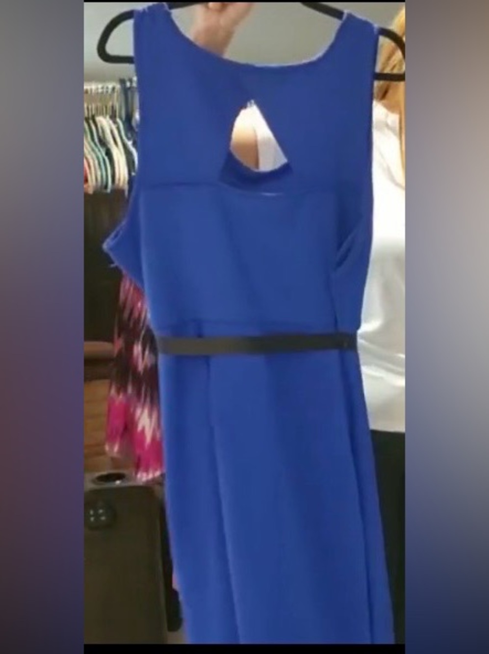 Lane Bryant Royal Blue Midi Dress with Keyhole and Black tie Belt